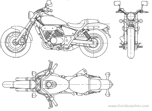 Мотоцикл Honda V-Twin Magna (2006) - чертежи, габариты, рисунки