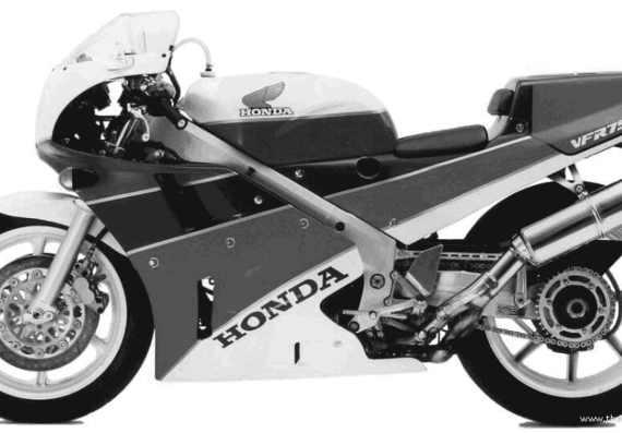 Мотоцикл Honda VFR750R (1988) - чертежи, габариты, рисунки