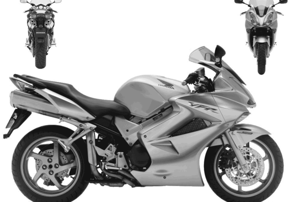 Мотоцикл Honda VFR800 (2006) - чертежи, габариты, рисунки