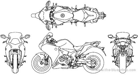 Мотоцикл Honda VFR 1200 F2013 - чертежи, габариты, рисунки