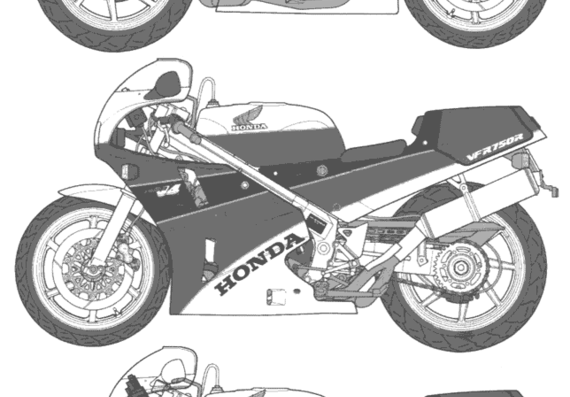 Мотоцикл Honda VFR 750 R - чертежи, габариты, рисунки