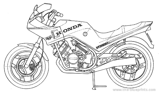Мотоцикл Honda VT250F - чертежи, габариты, рисунки