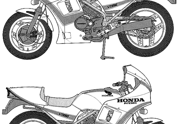 Мотоцикл Honda VT250F Integra (1982) - чертежи, габариты, рисунки