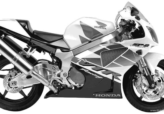 Honda VTR1000SP2 motorcycle (2002) - drawings, dimensions, figures