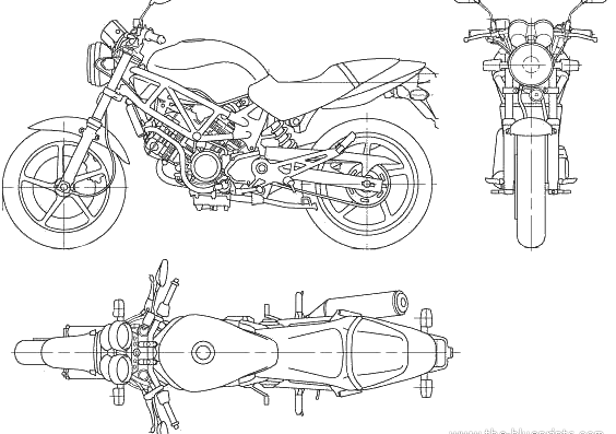 Мотоцикл Honda VTR (2006) - чертежи, габариты, рисунки