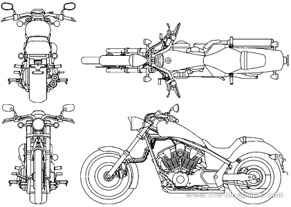 Honda VT 1300CX motorcycle (2010) - drawings, dimensions, figures