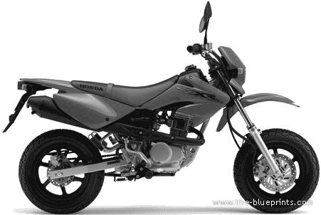 Мотоцикл Honda XR100 Motard (2007) - чертежи, габариты, рисунки