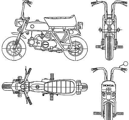Мотоцикл Honda Z50A (1969) - чертежи, габариты, рисунки