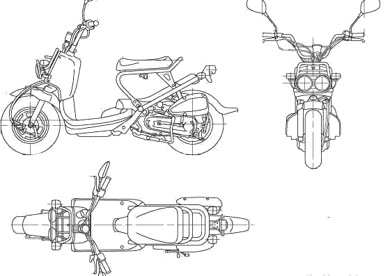 Мотоцикл Honda Zoomer (2006) - чертежи, габариты, рисунки