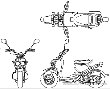 Мотоцикл Honda Zoomer 50 (2010) - чертежи, габариты, рисунки