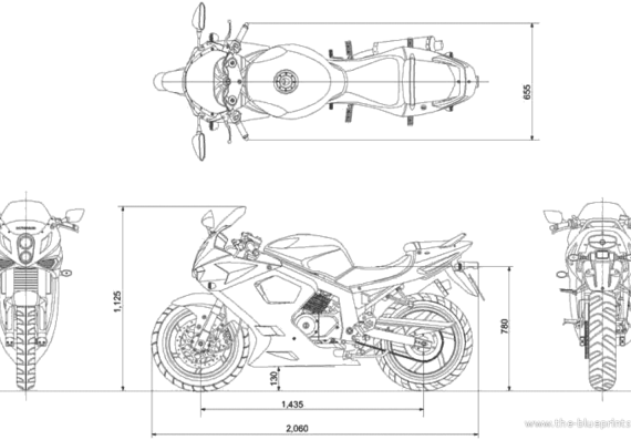 Мотоцикл Hyosung GT250R - чертежи, габариты, рисунки