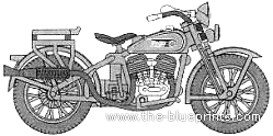 IJA Rikuo Type 97 motorcycle - drawings, dimensions, figures