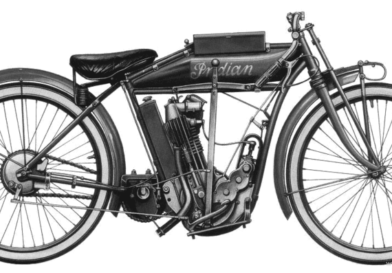 Мотоцикл Indian (1911) - чертежи, габариты, рисунки