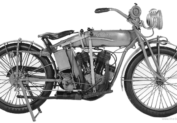 Мотоцикл Indian (1919) - чертежи, габариты, рисунки