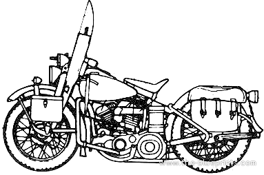 Мотоцикл Indian (1942) - чертежи, габариты, рисунки