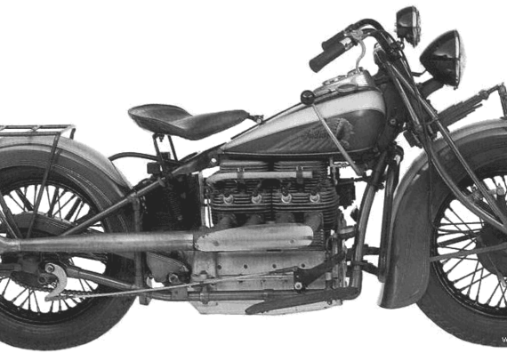 Мотоцикл Indian 439 (1939) - чертежи, габариты, рисунки