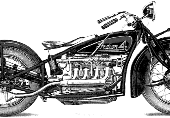 Indian 4 motorcycle (1930) - drawings, dimensions, pictures