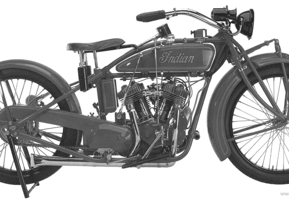 Мотоцикл Indian BigChief (1923) - чертежи, габариты, рисунки