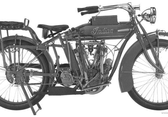 Мотоцикл Indian BigTwin (1915) - чертежи, габариты, рисунки