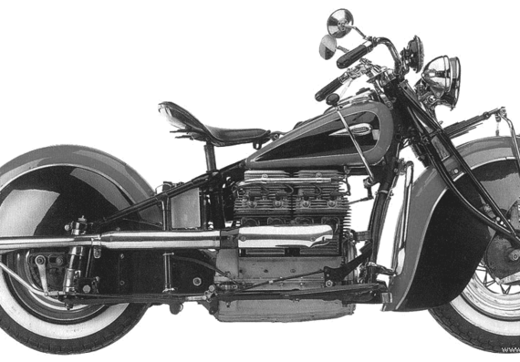 Мотоцикл Indian Four (1940) - чертежи, габариты, рисунки