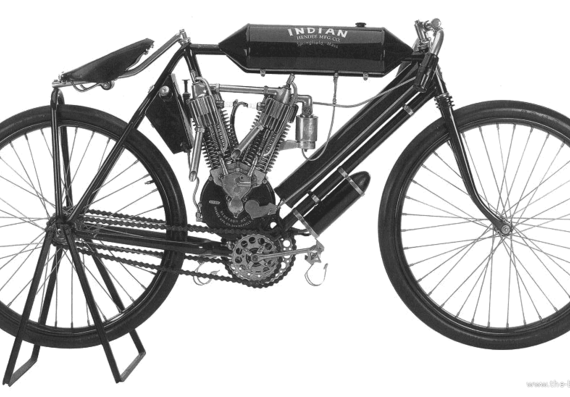 Мотоцикл Indian Racer (1908) - чертежи, габариты, рисунки