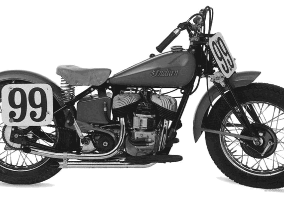 Мотоцикл Indian Scout 648 (1948) - чертежи, габариты, рисунки