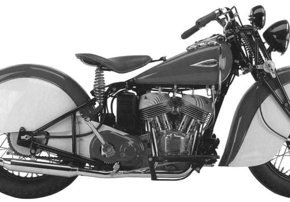 Indian Sport Scout motorcycle (1940) - drawings, dimensions, pictures