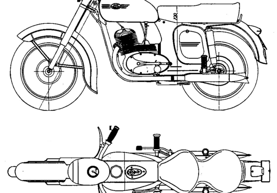 Jawa 356 motorcycle - drawings, dimensions, figures