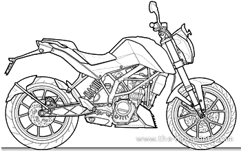 Мотоцикл KTM 200 Duke (2012) - чертежи, габариты, рисунки