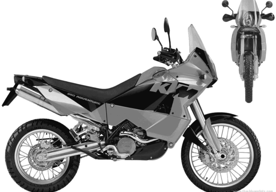 Мотоцикл KTM 950 Adventure (2003) - чертежи, габариты, рисунки