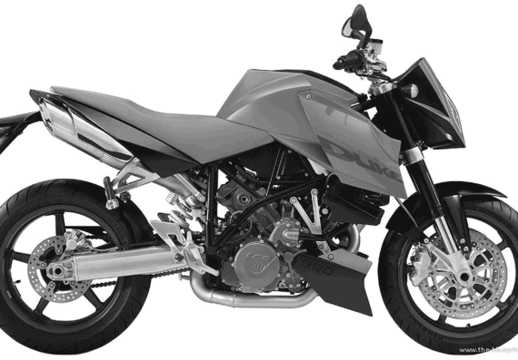 Мотоцикл KTM 990 Duke (2004) - чертежи, габариты, рисунки
