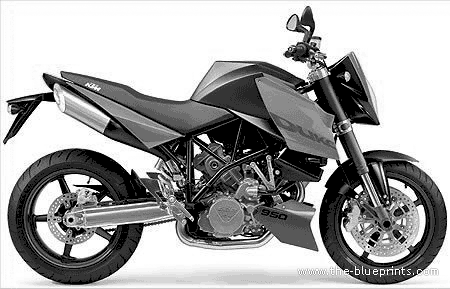 Мотоцикл KTM Duke 950 (2004) - чертежи, габариты, рисунки