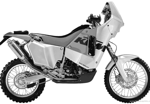 Мотоцикл KTM LC4 660 Rally Factory Replica (2003) - чертежи, габариты, рисунки