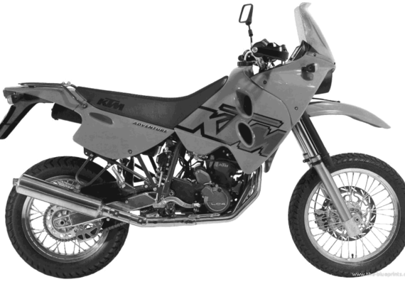 Мотоцикл KTM LC4 Adventure (1999) - чертежи, габариты, рисунки