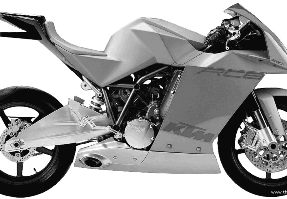 Мотоцикл KTM RC8 (2004) - чертежи, габариты, рисунки