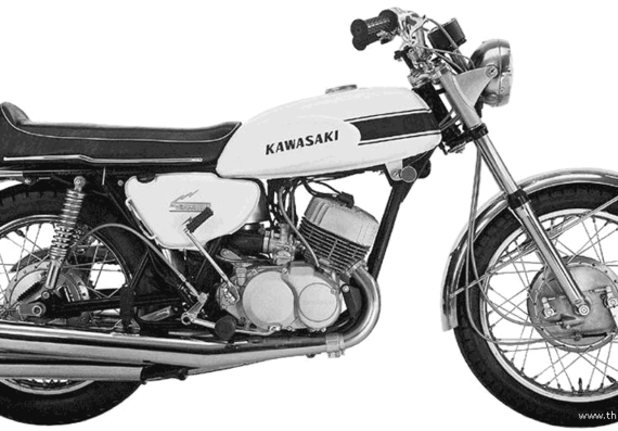 Мотоцикл Kawasaki 500H1 (1969) - чертежи, габариты, рисунки