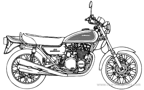 Kawasaki 750RS Z2 motorcycle - drawings, dimensions, figures