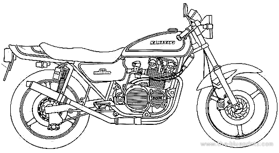 Мотоцикл Kawasaki 750RS Z II Custom - чертежи, габариты, рисунки