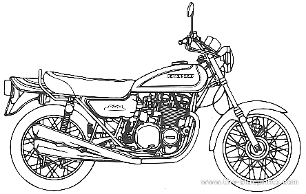 Мотоцикл Kawasaki 900 Super4 Z1 (1972) - чертежи, габариты, рисунки