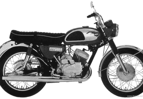 Kawasaki Avenger 350 motorcycle (1967) - drawings, dimensions, pictures