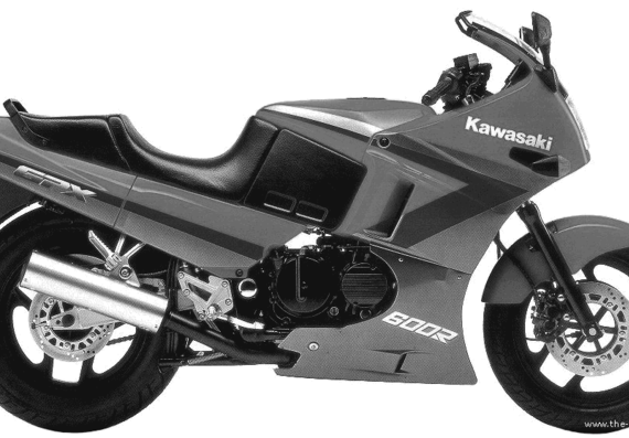 Мотоцикл Kawasaki GPX600R (1994) - чертежи, габариты, рисунки