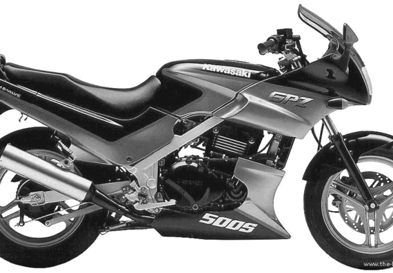 Мотоцикл Kawasaki GPZ500S (1991) - чертежи, габариты, рисунки