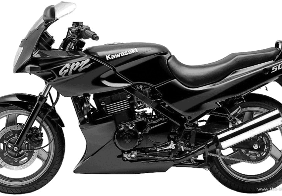 Мотоцикл Kawasaki GPZ500S (2001) - чертежи, габариты, рисунки