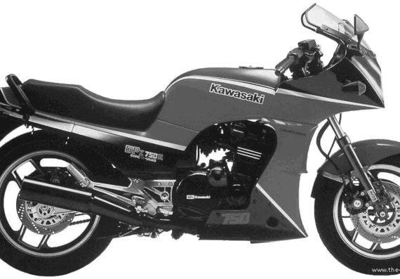 Мотоцикл Kawasaki GPZ750R (1985) - чертежи, габариты, рисунки
