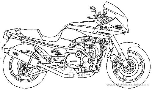 Мотоцикл Kawasaki GPZ900R Chosuke Custom - чертежи, габариты, рисунки