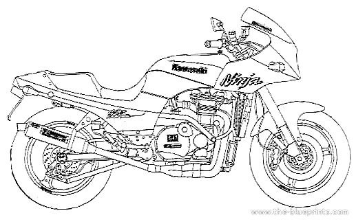 Мотоцикл Kawasaki GPZ900R Ninja - чертежи, габариты, рисунки