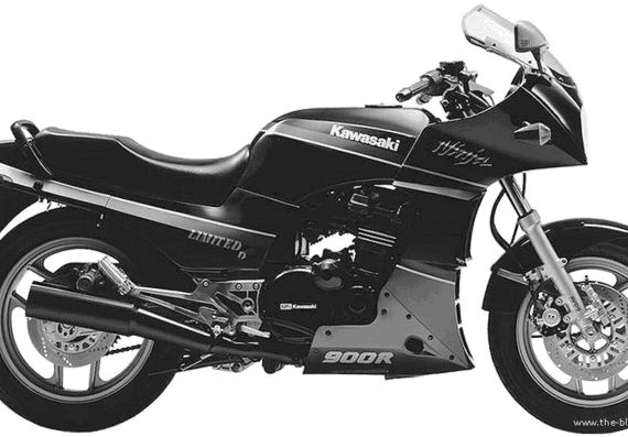 Мотоцикл Kawasaki GPZ900R NinjaLimited (1989) - чертежи, габариты, рисунки