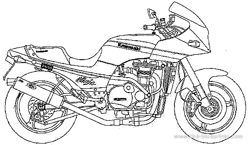 Мотоцикл Kawasaki GPZ900R Ninja Tsukigi - чертежи, габариты, рисунки