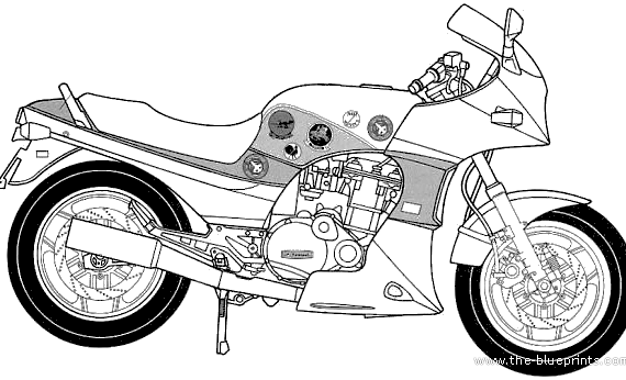 Мотоцикл Kawasaki GPZ900 Ninja A2 (Top Gin) (1987) - чертежи, габариты, рисунки