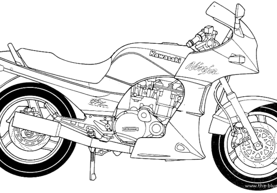 Мотоцикл Kawasaki GPZ900 Ninja A9 - чертежи, габариты, рисунки